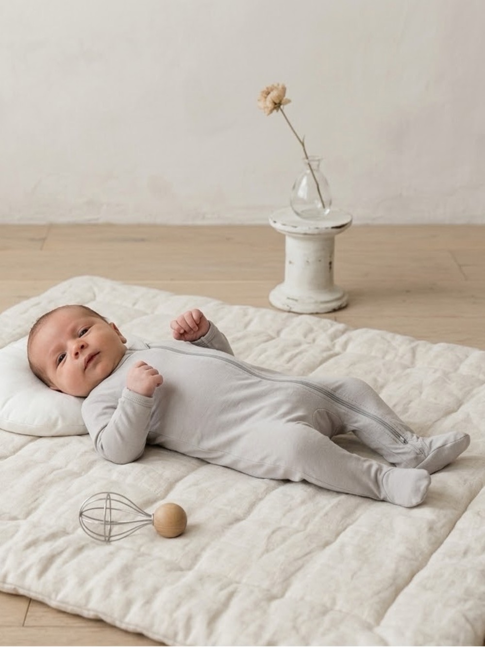 Kyte Baby Silver Grey Bamboo 2-Way Zipper Footed Sleeper